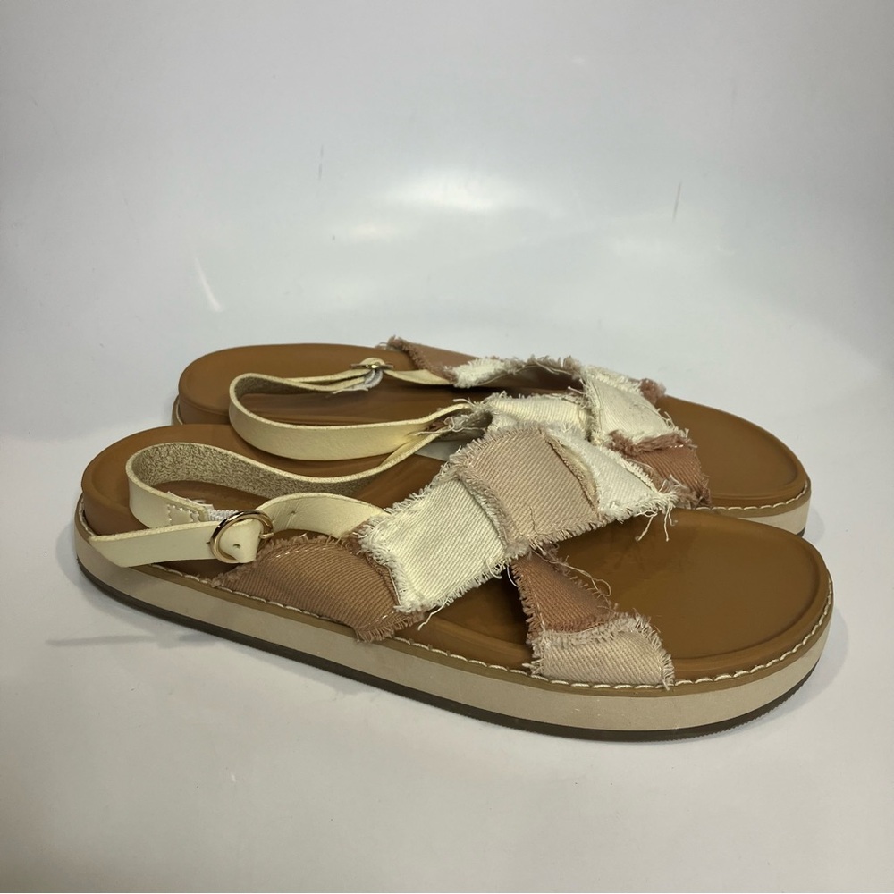 American Eagle Patchwork Criss Cross Sandals Whit… - image 2